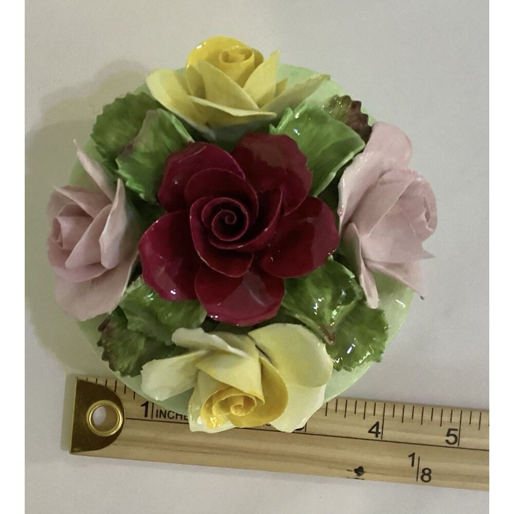 Vintage Denton Bone China  England Molded Roses Footed Hand Painted - Picture 4 of 6